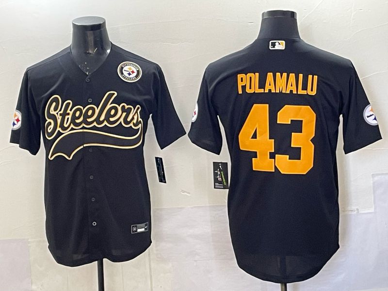 Men 2025 Pittsburgh Steelers #43 Polamalu black 3th generation Joint Name Nike Limited NFL Jersey style 009